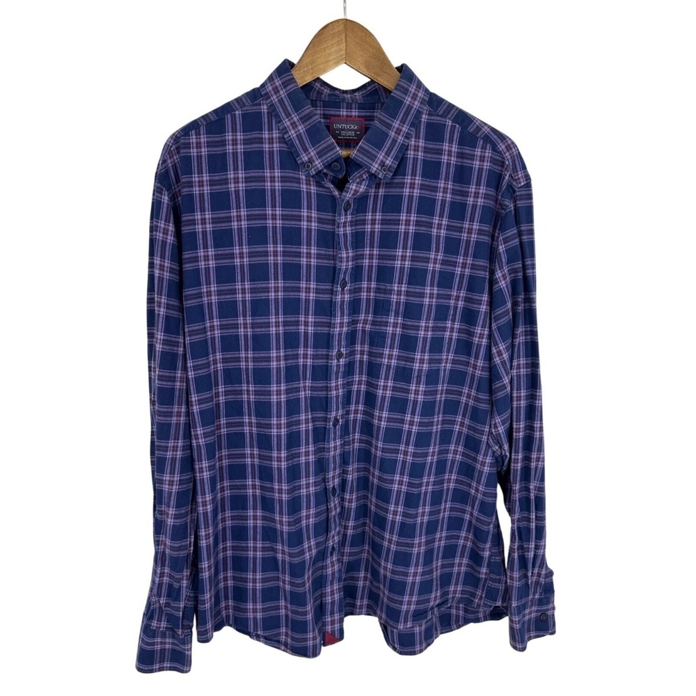 Untuckit Mens Plaid Button-Down Long Sleeve Casual Fit Shirt Size XXL